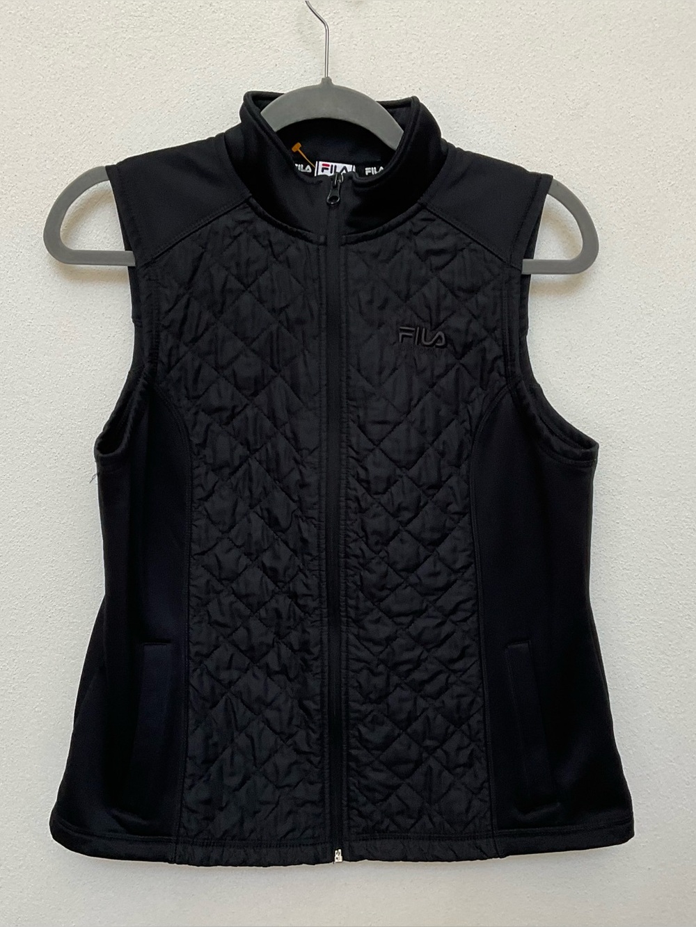 Fila Sport Black Quilted Lightweight Full Zip Vest Size Med Athletic Workout